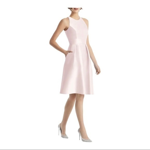 ALFRED SUNG Pink A-Line Halter Midi Dress - Picture 4 of 8